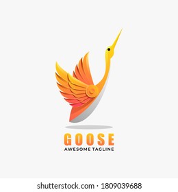 Vector Logo Illustration Goose Gradient Colorful Style.
