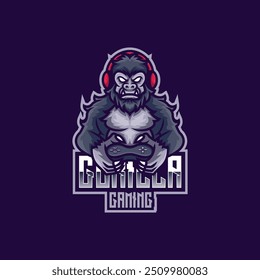 Ilustração de logotipo de vetor Gorilla E- Sport Style.