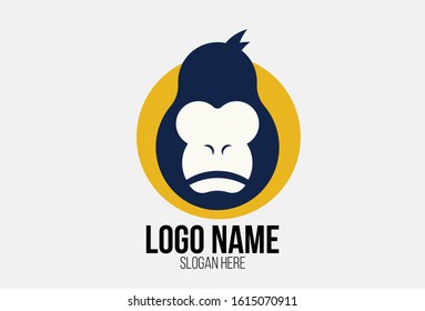 vector logo illustration gorilla face flat cartoon style
