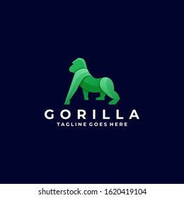 Vector Logo Illustration Gorilla Gradient Colorful
