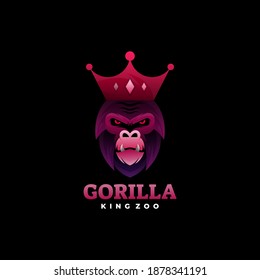 Logo Vector Ilustración Estilo de color gradiente de gorila.