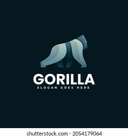 Vector Logo Illustration Gorilla Gradient Colorful Style.