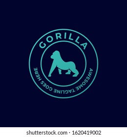 Vector Logo Illustration Gorilla Vintage Badge