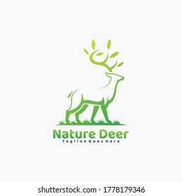 Vector Logo Illustration Graphic deer Gradient Colorful Style.