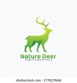 Vector Logo Illustration Graphic deer Gradient Colorful Style.