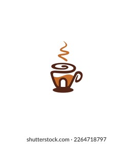 vector logo illustration graphic of drinking hot coffee cup perfect for cafe shop or coffee shop logo.