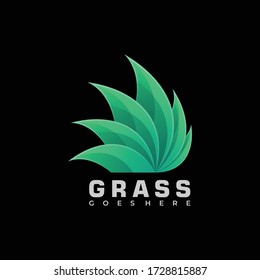 Vector Logo Illustration Grass Gradient Colorful Style