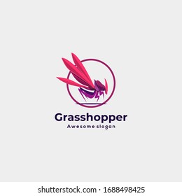 Vector Logo Illustration Grasshopper Colorful Style.