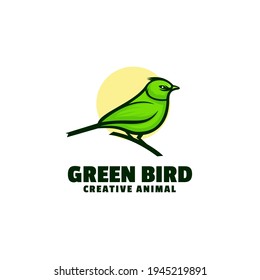 Vektorlogo Illustration Green Bird Simple Mascot Style.