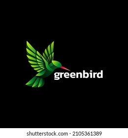 Vector Logo Illustration Green Bird Gradient Colorful Style.