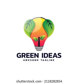 Vector Logo Illustration Green Lamp Gradient Colorful Style.