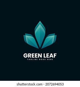 Vector Logo Illustration Green Leaf Gradient Colorful Style.