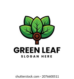 Vector Logo Illustration Green Leaf Simple Mascot Style.