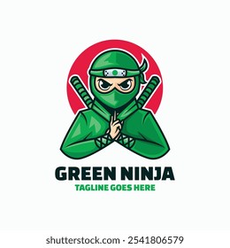 Vektor Logo Illustration Green Ninja E- Sport und Sport Stil