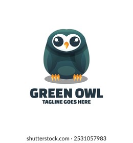 Vector Logo Illustration Green Owl Gradient Colorful Style