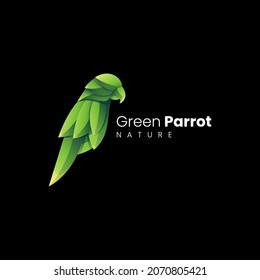 Vector Logo Illustration Green Parrot Gradient Colorful Style.