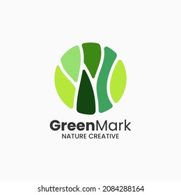 Vector Logo Illustration Green Simple Mascot Style.