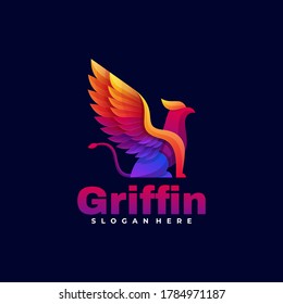 Vector Logo Illustration Griffin Gradient Colorful Style.