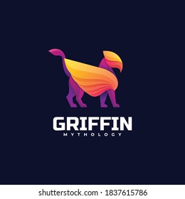 Vector Logo Illustration Griffin Gradient Colorful Style.