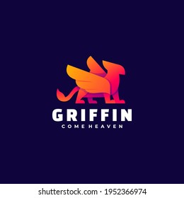 Vector Logo Illustration Griffin Gradient Colorful.