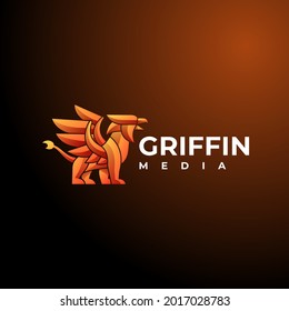 Vector Logo Illustration Griffin Gradient Colorful Style.