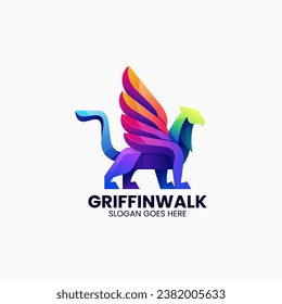 Vector Logo Illustration Griffin Gradient Colorful Style