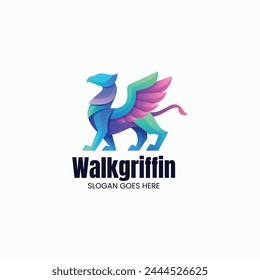 Vector Logo Illustration Griffin Gradient Colorful Style