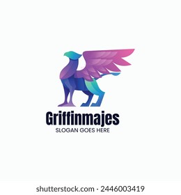 Vector Logo Illustration Griffin Gradient Colorful Style