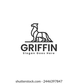 Vector Logo Illustration Griffin Line Art Style