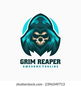 Vector Logo Illustration Grim Reaper E- Sport and Sport Style.