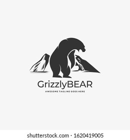 Vector Logo Illustration Grizzly Bear Silhouette