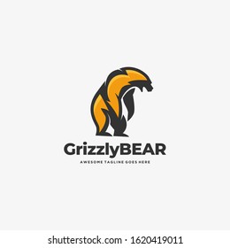 Vector Logo Illustration Grizzly Bear Mascot Cartoon