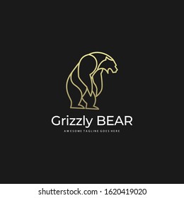 Vector Logo Illustration Grizzly Bear Line Art