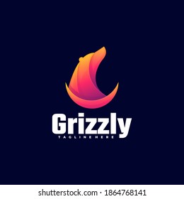 Vector Logo Illustration Grizzly Gradient Colorful Style.