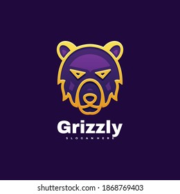 Vector Logo Illustration Grizzly Gradient Line Art Style.