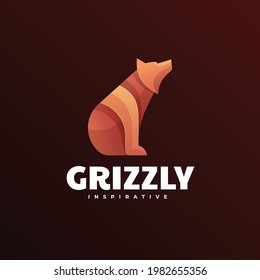 Vector Logo Illustration Grizzly Gradient Colorful Style.