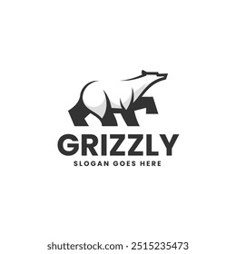 Vector Logo Illustration Grizzly Silhouette Style