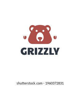 Vector Logo Illustration Grizzly Simple Mascot Style.