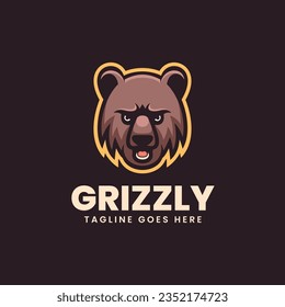 Vector Logo Illustration Grizzly Simple Mascot Style.