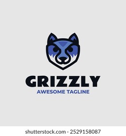 Vector Logo Illustration Grizzly Simple Mascot Style