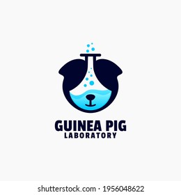 Vector Logo Illustration Guinea Pig Negative space Style.