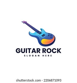 Vector Logo Illustration Guitar Rock Gradient Colorful Style