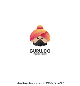 Vector Logo Illustration Guru Gradient Colorful Style.
