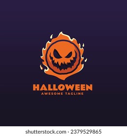 Vector Logo Illustration Halloween Mascot Cartoon Style.