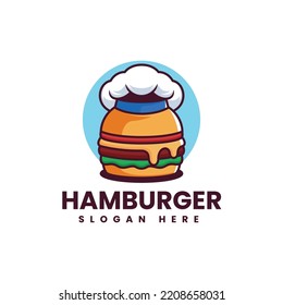 Vector Logo Illustration Hamburger Simple Mascot Style