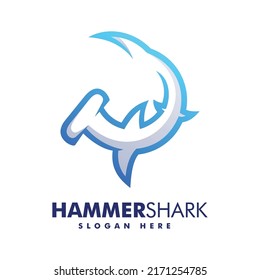 Vector Logo Illustration Hammerhead Gradient Line Art Style.