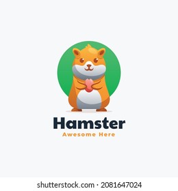 Vector Logo Illustration Hamster Gradient Colorful Style.