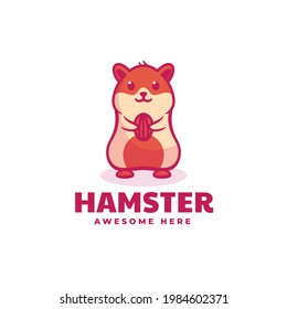 Vector Logo Illustration Hamster Mascot Cartoon Style.