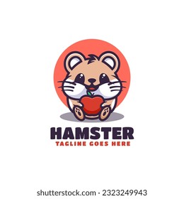 Vector Logo Illustration Hamster Mascot Cartoon Style.