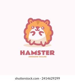 Vector Logo Illustration Hamster Mascot Cartoon Style.